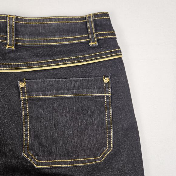 Rachel Zoe Flared Jeans Bellbottom Blue Gold Bootcut Stretch Denim Size 25 Tall - Picture 5 of 16